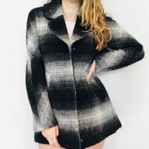 Sam Edelman Black and Gray Plaid Blazer